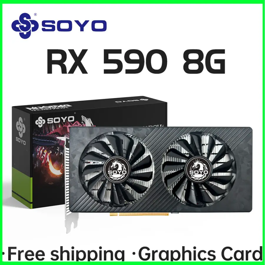 SOYO AMD RX 590 8GB Graphics Card Video Gaming Card GDDR5 256Bit PCI Express 3.0 ×16 6Pin Radeon GPU for Desktop Compute — view 1