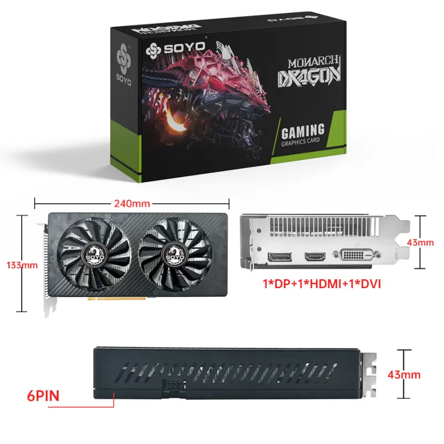 SOYO AMD RX 590 8GB Graphics Card Video Gaming Card GDDR5 256Bit PCI Express 3.0 ×16 6Pin Radeon GPU for Desktop Computers — image 4