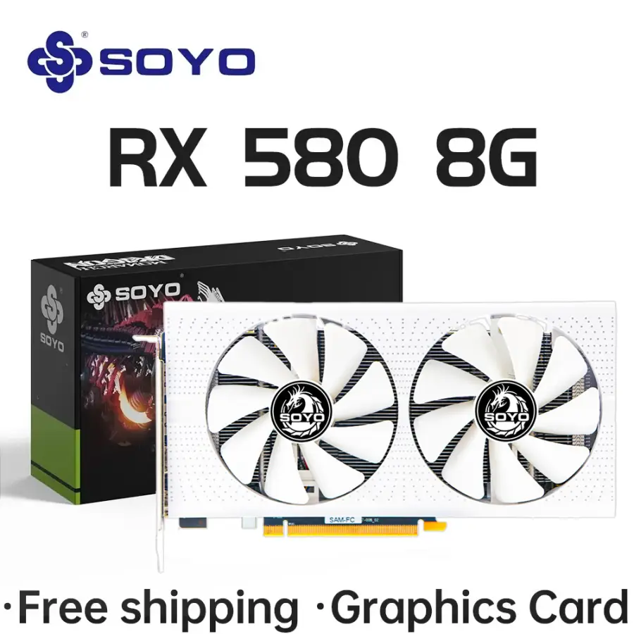 SOYO AMD Radeon RX580 8GB Graphics Card GDDR5 Memory 2048SP 256Bit PCI-E3.0x16 GPU DP DVI for Computer Gaming Video Card — view 1