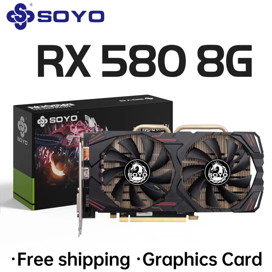 SOYO AMD Radeon RX580 8GB Graphics Card GDDR5 Memory 2048SP 256Bit PCI-E3.0x16 GPU DP DVI for Computer Gaming Video Card — image 3