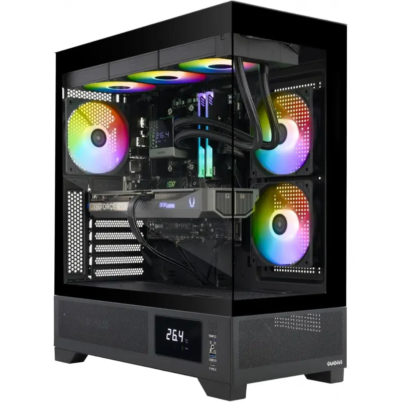 MEK AI-Enhanced Gaming PC Desktop Computer - GeForce RTX 5070 12GB, Ryzen 5 7600X up to 5.3 GHz, 32GB RGB DDR5, — view 1