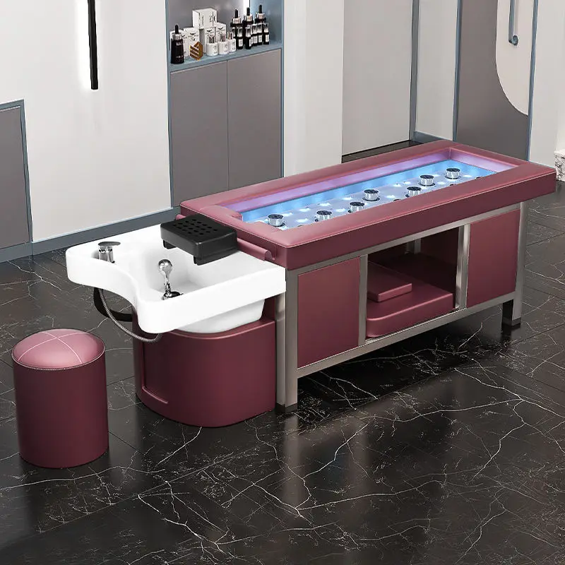 Customizable Stainless Steel Shampoo Bed Moxibustion Massage Table Hair Washing Chair For Beauty Salon Spa Furniture — image 3