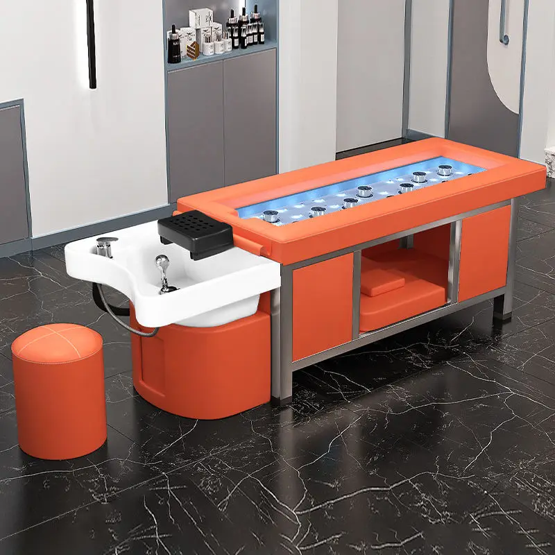 Customizable Stainless Steel Shampoo Bed Moxibustion Massage Table Hair Washing Chair For Beauty Salon Spa Furniture — image 4