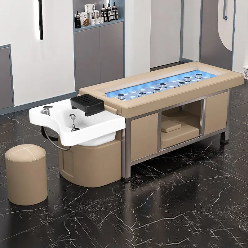 Customizable Stainless Steel Shampoo Bed Moxibustion Massage Table Hair Washing Chair For Beauty Salon Spa Furniture — image 5