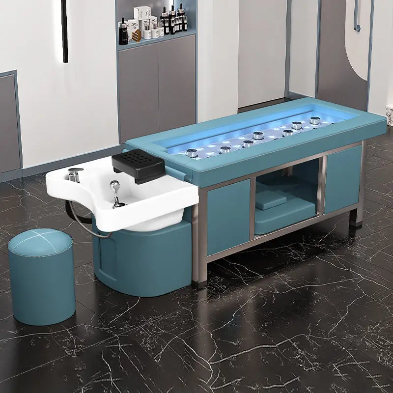 Customizable Stainless Steel Shampoo Bed Moxibustion Massage Table Hair Washing Chair For Beauty Salon Spa Furniture — image 7