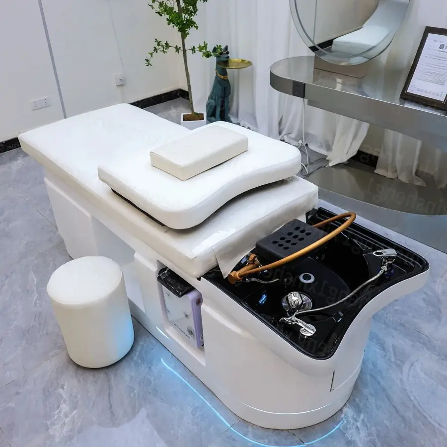 Hair Washing Bed,Equipped With Fumigation Machine,Water Circulation,Small Stool, SPA,Head Therapy,Commercial Furniture — view 1