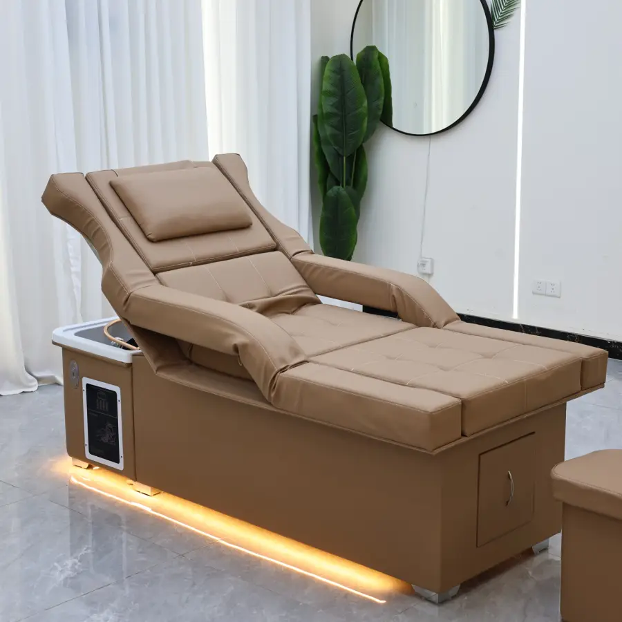 Electric lifting head hair treatment bed with foot bath two in one, water circulation hair care fumigation, luxurious kh — view 1