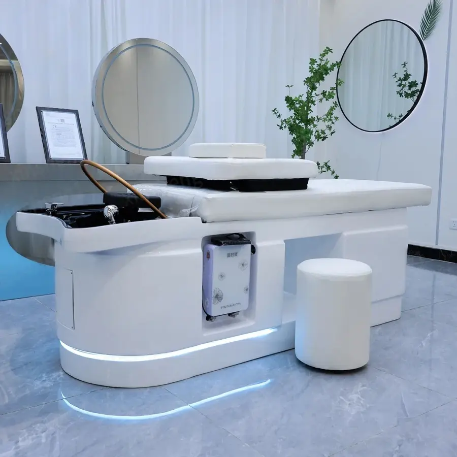 Hair Washing Bed,Equipped With Fumigation Machine,Water Circulation,Small Stool, SPA,Head Therapy,Commercial Furniture — image 5
