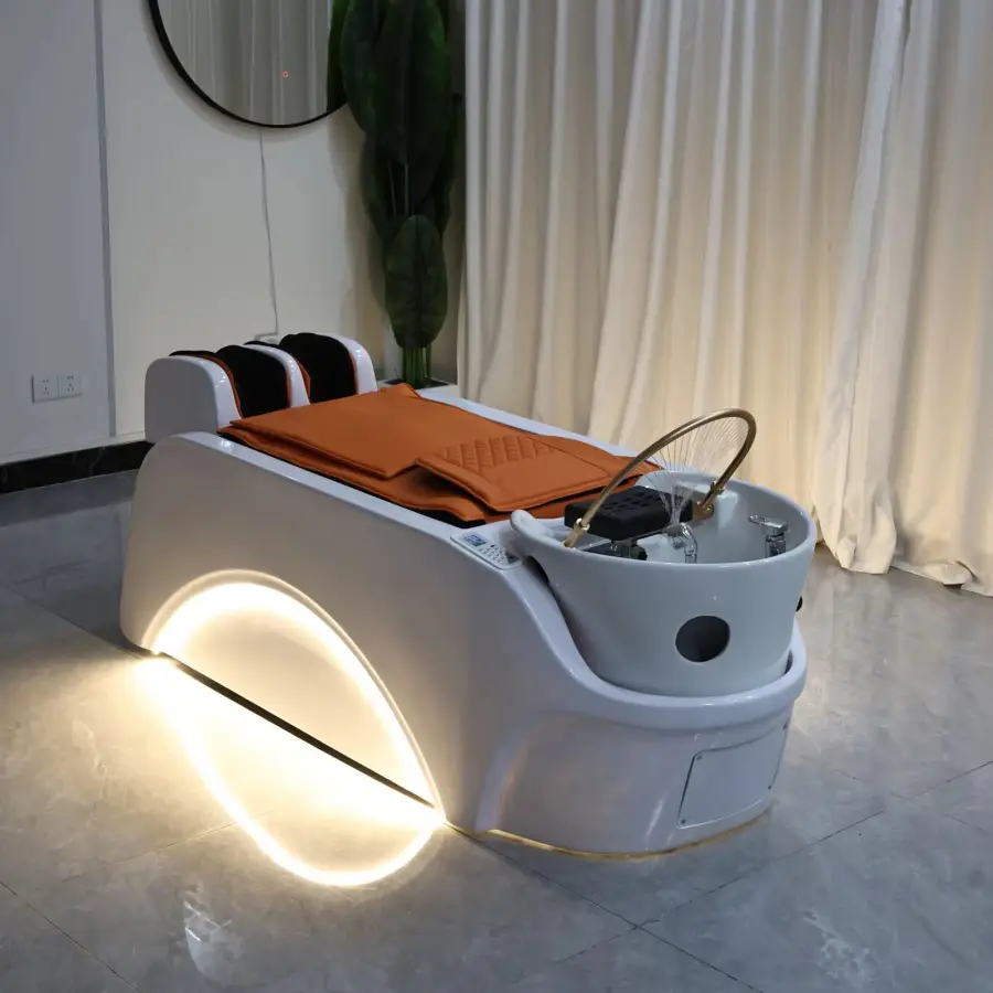 Professional Hair Washing Bed With Water Circulation System, Modern Spa Shampoo Bed for Salon Use, Equipped With Back Massage — image 3