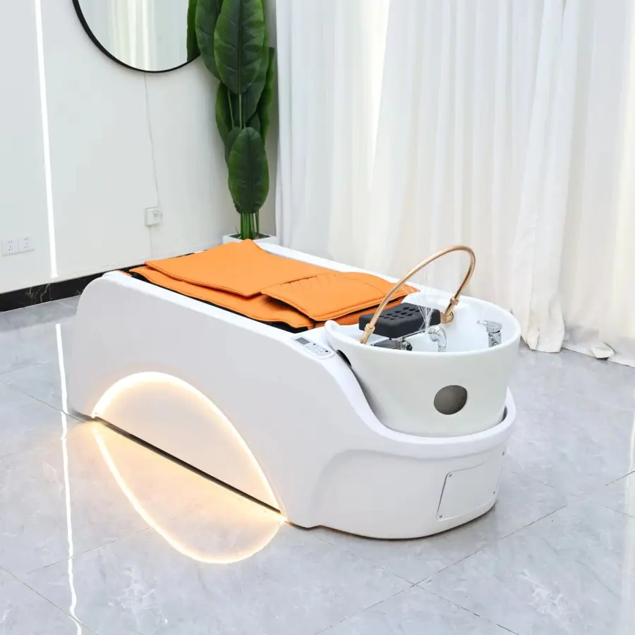 Professional Hair Washing Bed With Water Circulation System, Modern Spa Shampoo Bed for Salon Use, Equipped With Back Massage — image 4