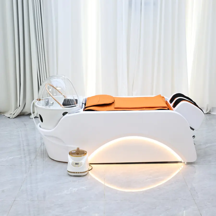 Professional Hair Washing Bed With Water Circulation System, Modern Spa Shampoo Bed for Salon Use, Equipped With Back Massage — image 7