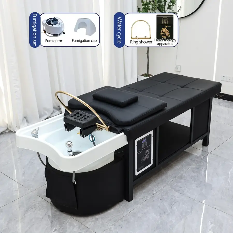 SPA , Multi-Functional Hair Washing Bed in Beauty Shops, Thai Style Head Spa Bed Lying Flat, Fumigation Water Circulation — image 7