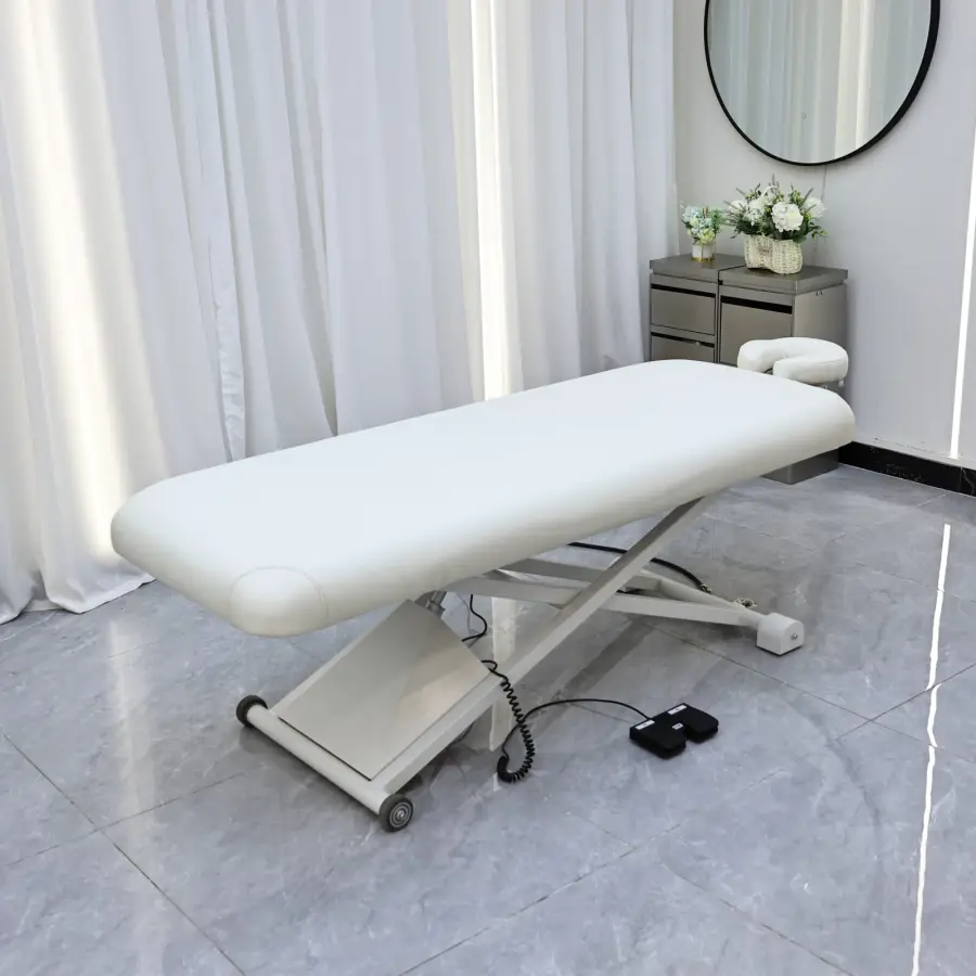 Extremely simple wind electric lifting beauty bed, high-end beauty salon spa bed, therapy bed with foot pedal control,Adjustable — image 3
