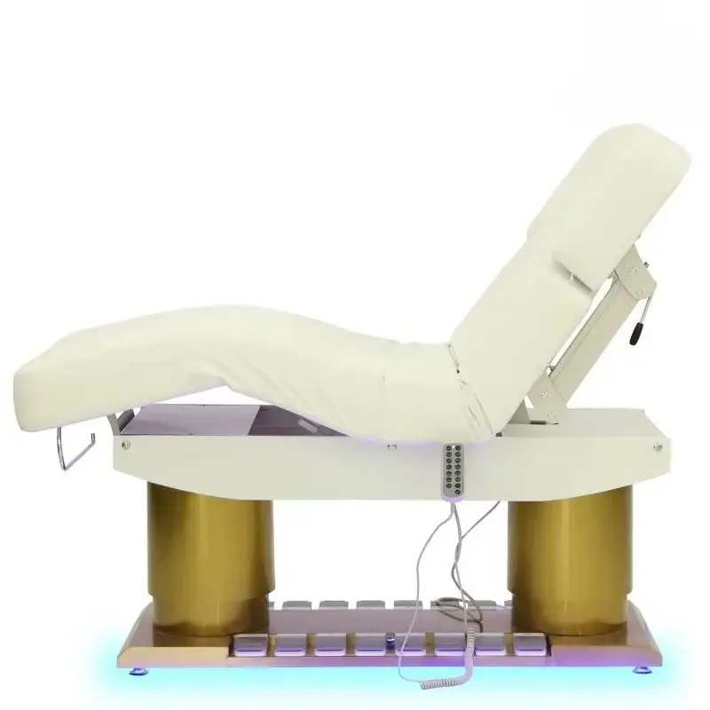 Light Luxury Beauty Bed With Holes, Foot Controlled Four Motor Tilt Lifting, Eyelash Beauty, Beauty, Embroidery Three In One — image 3