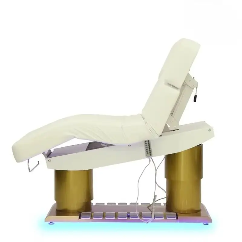 Light Luxury Beauty Bed With Holes, Foot Controlled Four Motor Tilt Lifting, Eyelash Beauty, Beauty, Embroidery Three In One — image 4