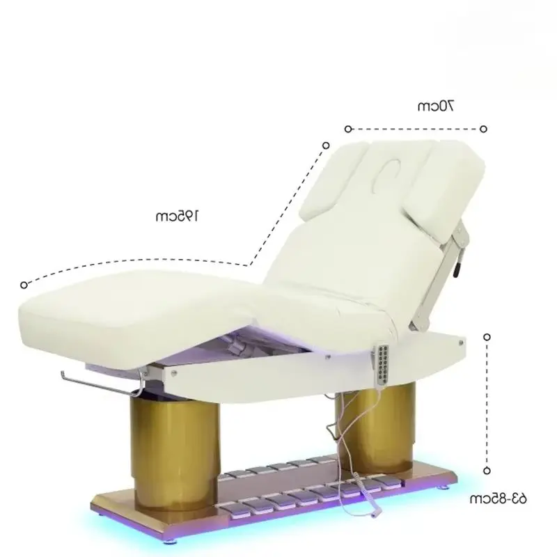 Light Luxury Beauty Bed With Holes, Foot Controlled Four Motor Tilt Lifting, Eyelash Beauty, Beauty, Embroidery Three In One — image 5