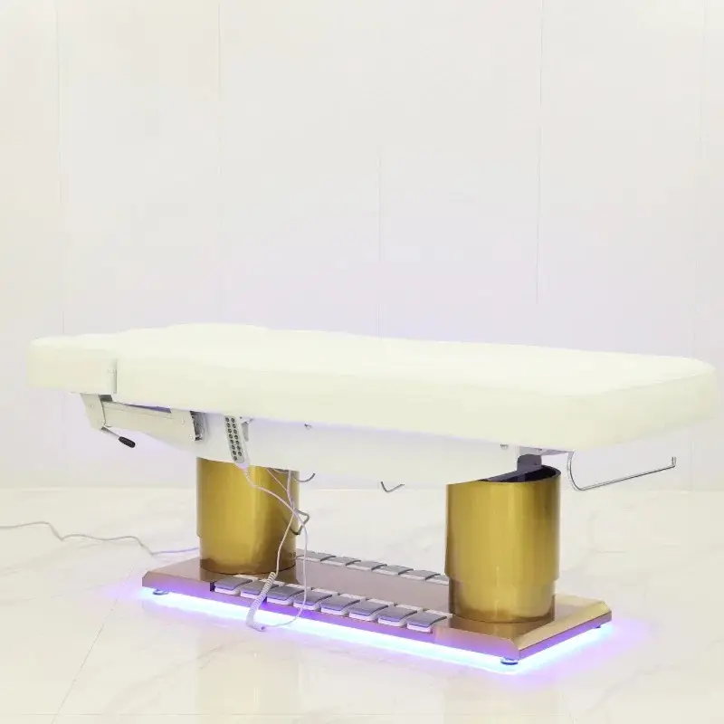 Light Luxury Beauty Bed With Holes, Foot Controlled Four Motor Tilt Lifting, Eyelash Beauty, Beauty, Embroidery Three In One — image 6