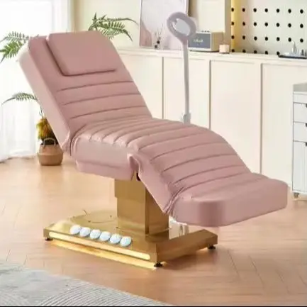 Light luxury gold bottom electric beauty bed, adjustable massage bed in beauty salon, medical beauty SPA therapy massage — view 1