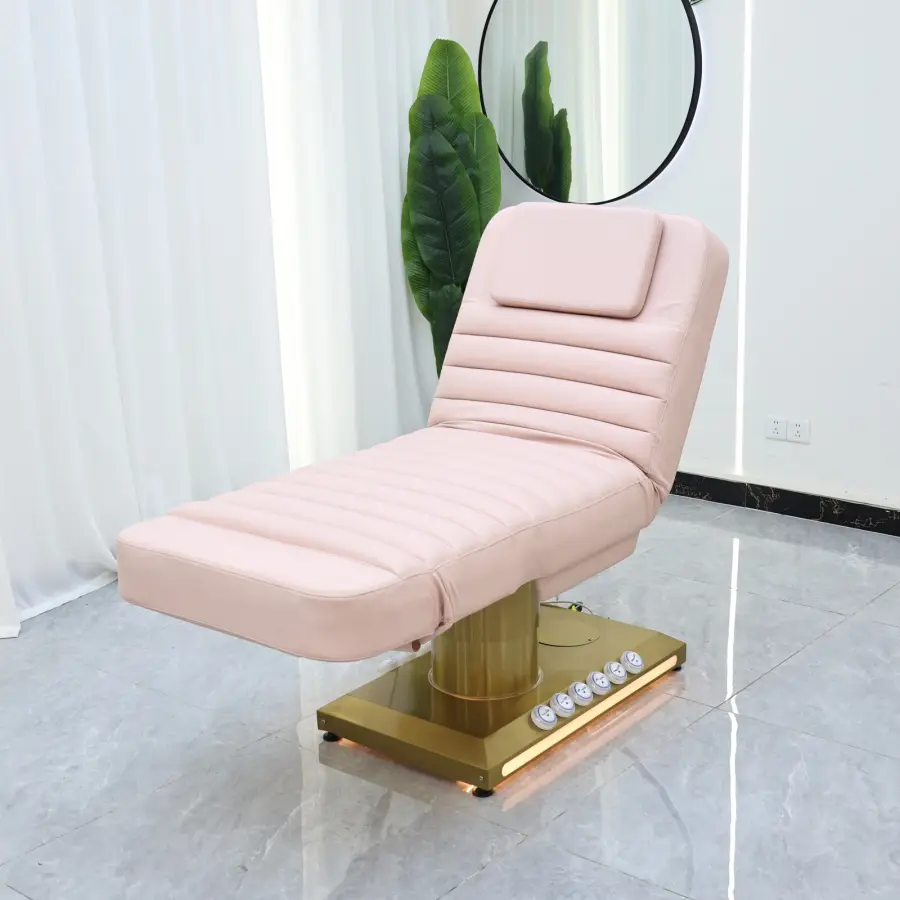 Light luxury gold bottom electric beauty bed, adjustable massage bed in beauty salon, medical beauty SPA therapy massage bed, — image 5