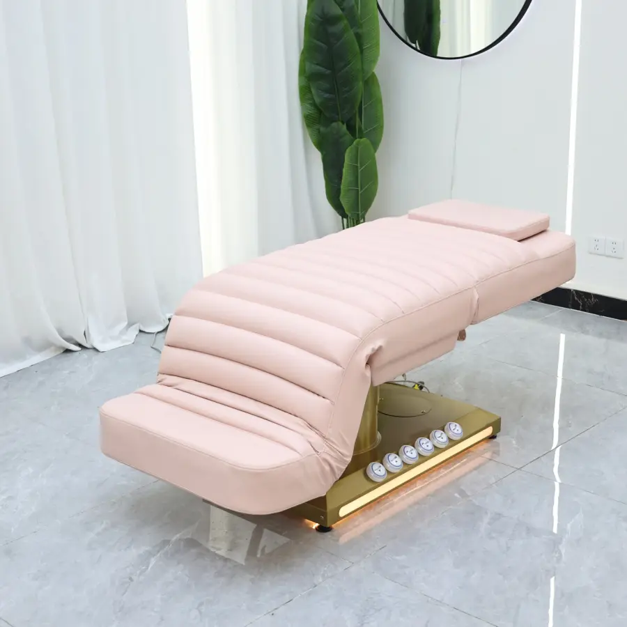 Light luxury gold bottom electric beauty bed, adjustable massage bed in beauty salon, medical beauty SPA therapy massage bed, — image 7