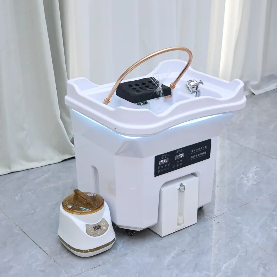 Portable Electric Shampoo Basin with Water Tank, Constant Temperature Head Spa Sink, Mobile Hair Washing Station with Steam Func — image 4