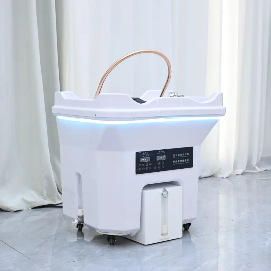 Portable Electric Shampoo Basin with Water Tank, Constant Temperature Head Spa Sink, Mobile Hair Washing Station with Steam Func — image 5
