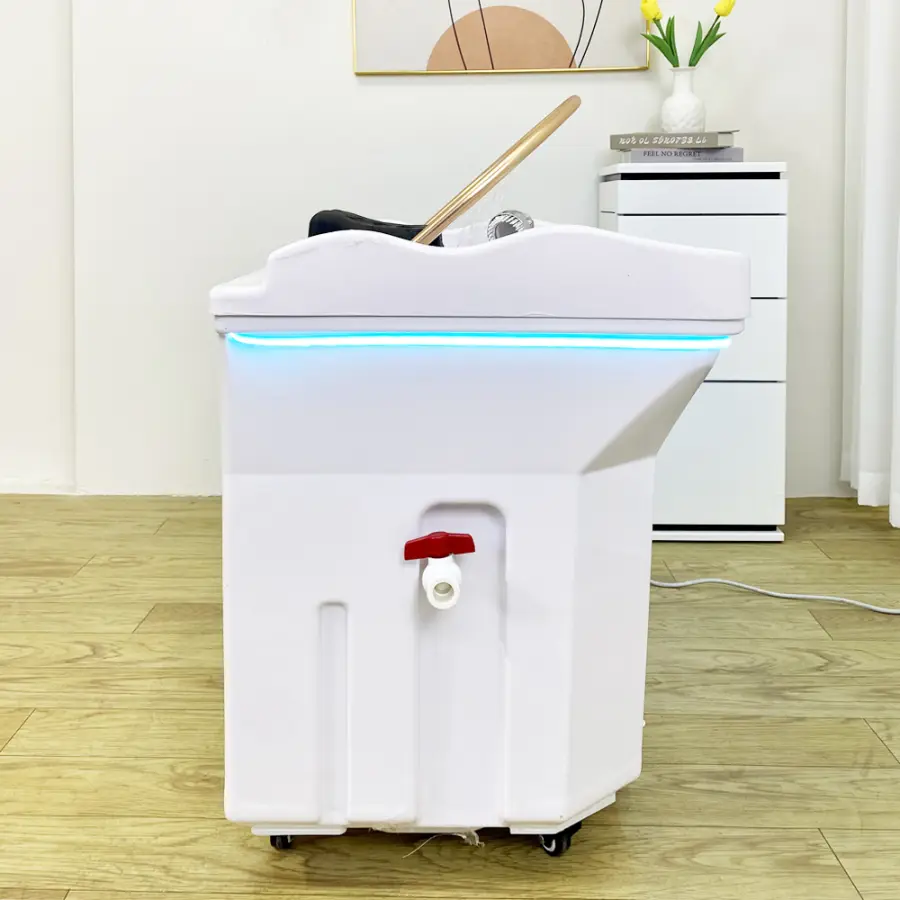 No need to connect the water pipe to the shampoo basin, 60L water storage tank and 30L waste water tank, movable and simple sham — image 5
