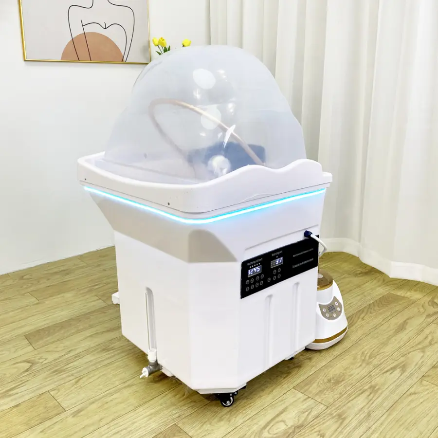 No need to connect the water pipe to the shampoo basin, 60L water storage tank and 30L waste water tank, movable and simple sham — image 7