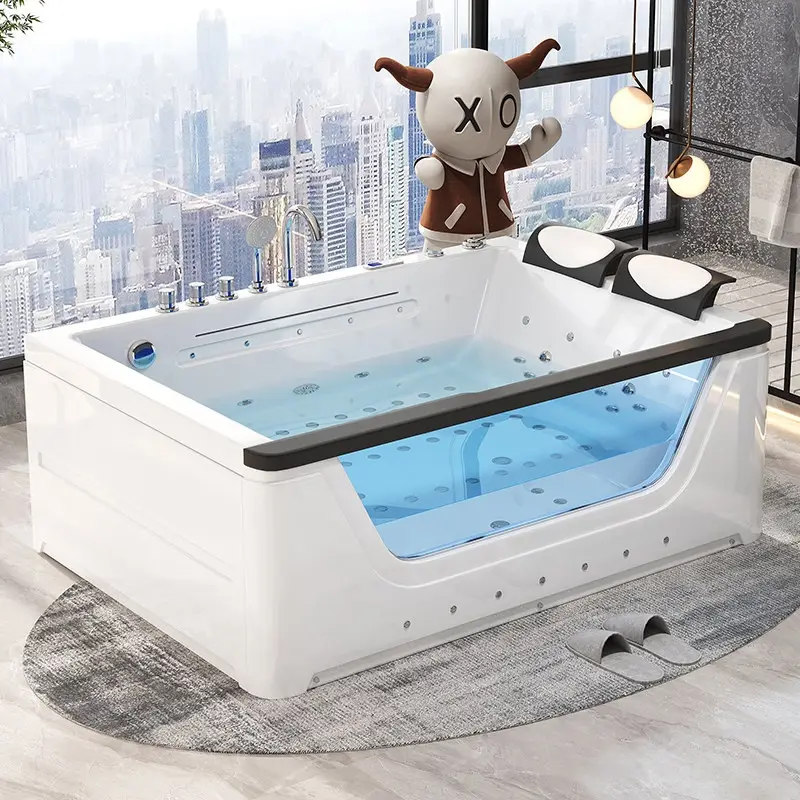 2 Person Acrylic Jacuzzi Hot Tub with Waterfall Whirlpool Massage - Intelligent Heating System, Large Spa Pool for Home — view 1