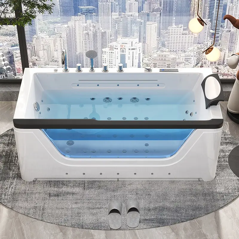 2 Person Acrylic Jacuzzi Hot Tub with Waterfall Whirlpool Massage - Intelligent Heating System, Large Spa Pool for Home Bathroom — image 5