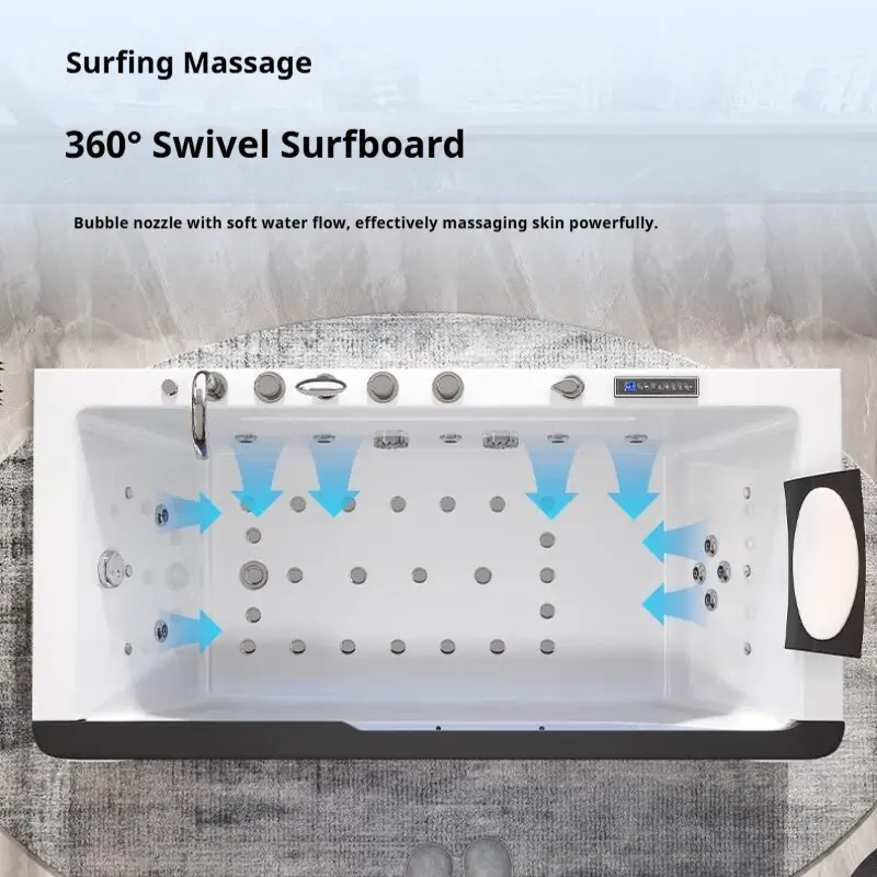 2 Person Acrylic Jacuzzi Hot Tub with Waterfall Whirlpool Massage - Intelligent Heating System, Large Spa Pool for Home Bathroom — image 6
