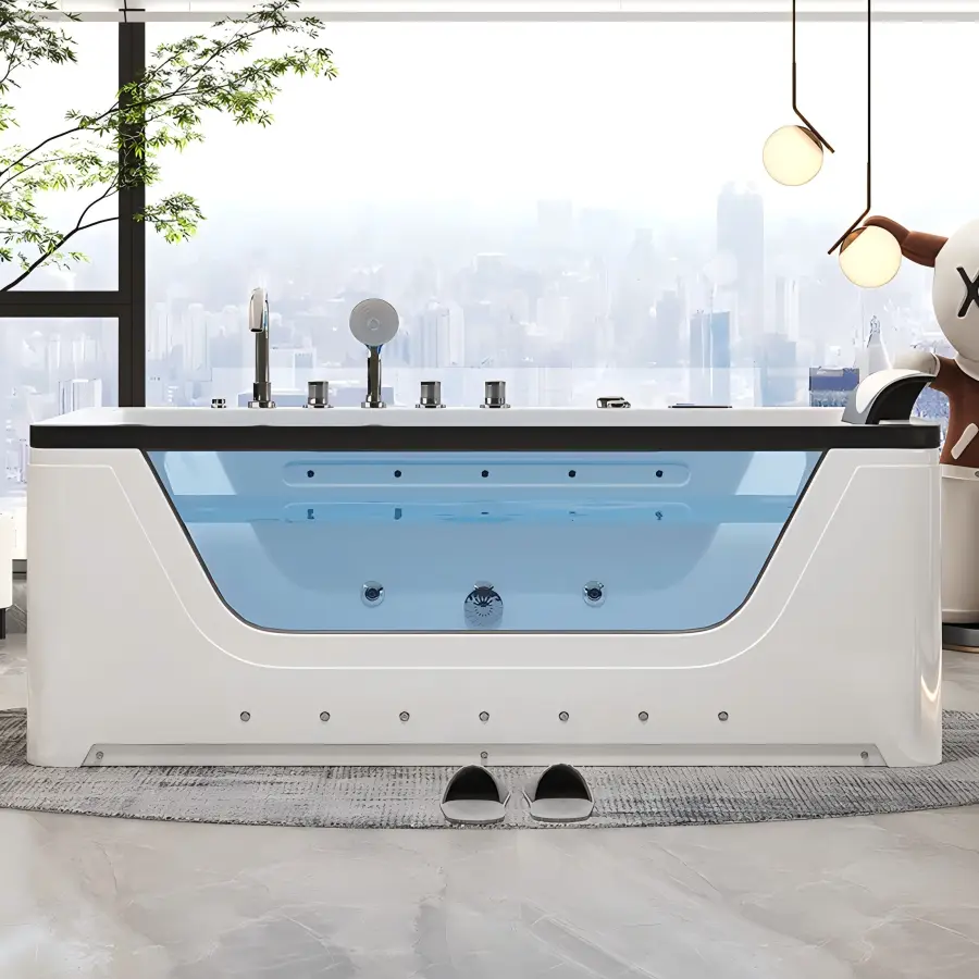 2 Person Acrylic Jacuzzi Hot Tub with Waterfall Whirlpool Massage - Intelligent Heating System, Large Spa Pool for Home Bathroom — image 7