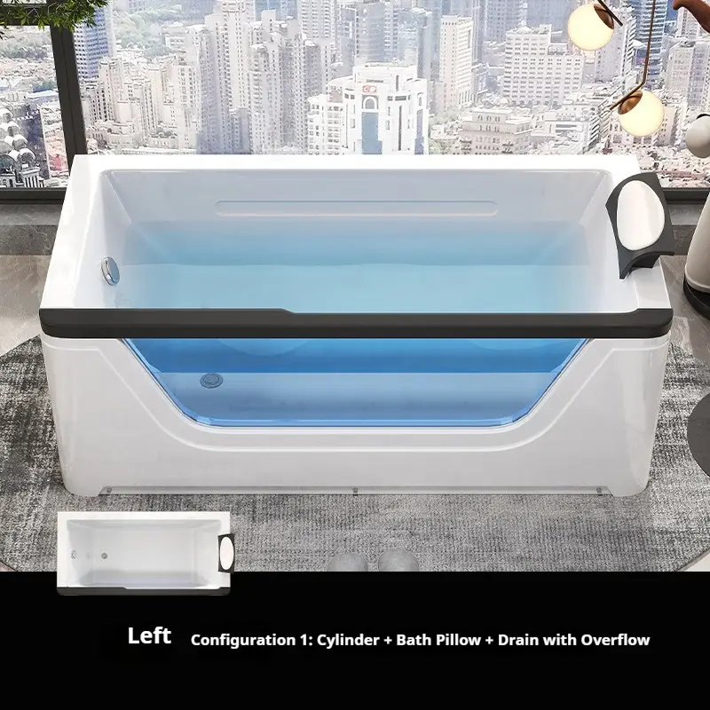 2 Person Acrylic Jacuzzi Hot Tub with Waterfall Whirlpool Massage - Intelligent Heating System, Large Spa Pool for Home Bathroom — image 8