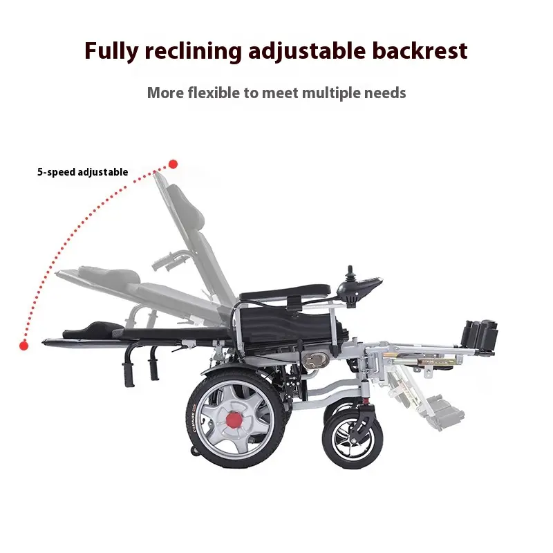 Fully Reclining Electric Wheelchair for Elderly Portable Four-Wheel Scooter Adjustable Trolley Multifunctional Foldable Design — image 3