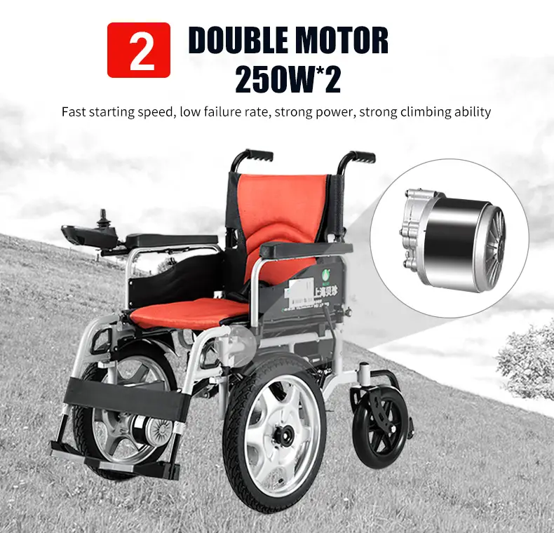Electric Wheelchair, Aluminum Alloy, Climbing Obstacle Wheelchair, 16 Inch Wheels, 45cm Seat, Heavy Duty Travel Mobility Aid — image 7