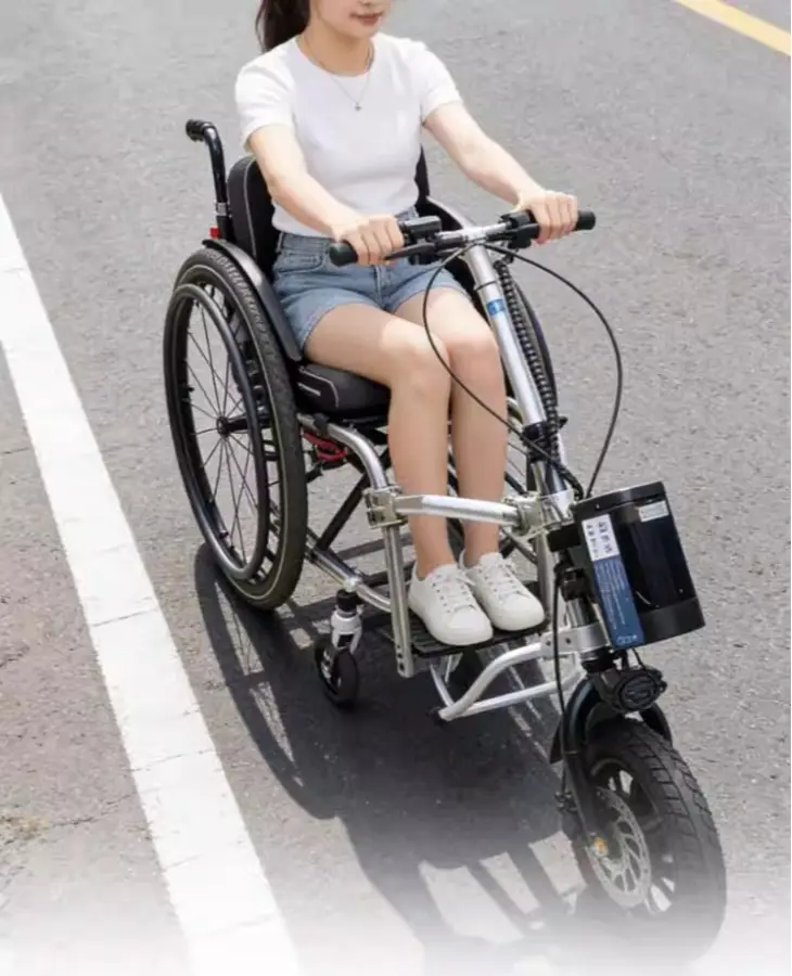 Electric drive sports wheelchair setTitanium alloy Black Panther electric drag hard backrest foldable quickrelease offroad wheel — image 5