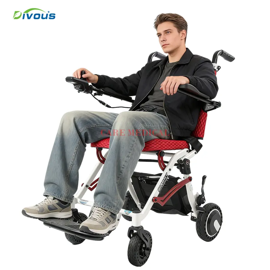 Factory lightweight and colorful foldable lithium battery electric wheelchair suit for the elderly and disabled — view 1
