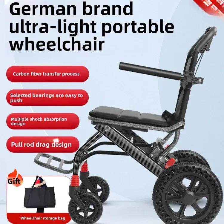 Wheelchair Light Folding the Elderly Small Portable Tourist Swallowing Travel Paralying Elderly Hand -CD -ROM — view 1