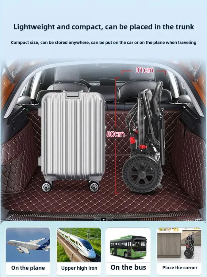 Wheelchair Light Folding the Elderly Small Portable Tourist Swallowing Travel Paralying Elderly Hand -CD -ROM — image 4