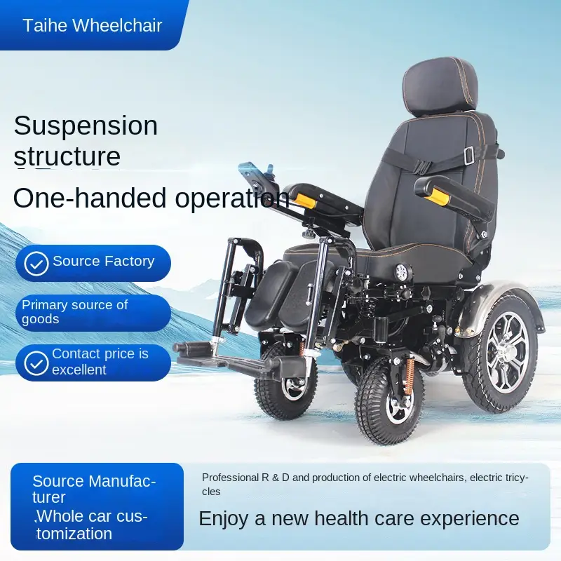 Black Cyclone TH201F Functional Electric Four-Wheel Reclining Wheelchair Scooter Off-Road Capability Steel Frame CE — image 2