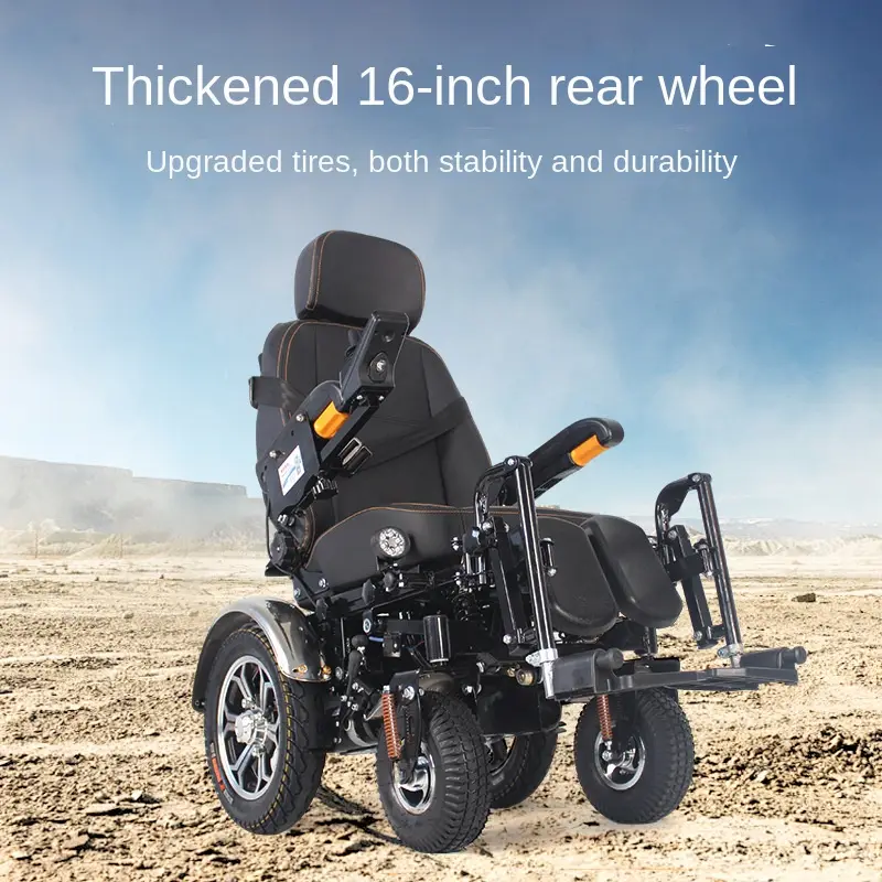 Black Cyclone TH201F Functional Electric Four-Wheel Reclining Wheelchair Scooter Off-Road Capability Steel Frame CE — image 3