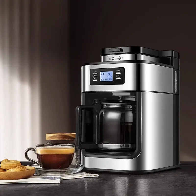 220V Drip Coffee Maker Machine Home Automatic LED-display Bean Grinder Fresh Grinding Coffee Tea Milk — image 4