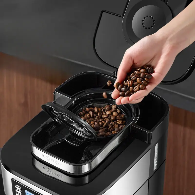 220V Drip Coffee Maker Machine Home Automatic LED-display Bean Grinder Fresh Grinding Coffee Tea Milk — image 5