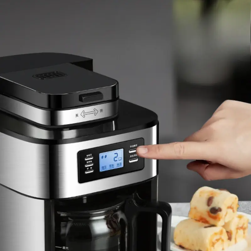 220V Drip Coffee Maker Machine Home Automatic LED-display Bean Grinder Fresh Grinding Coffee Tea Milk — image 7