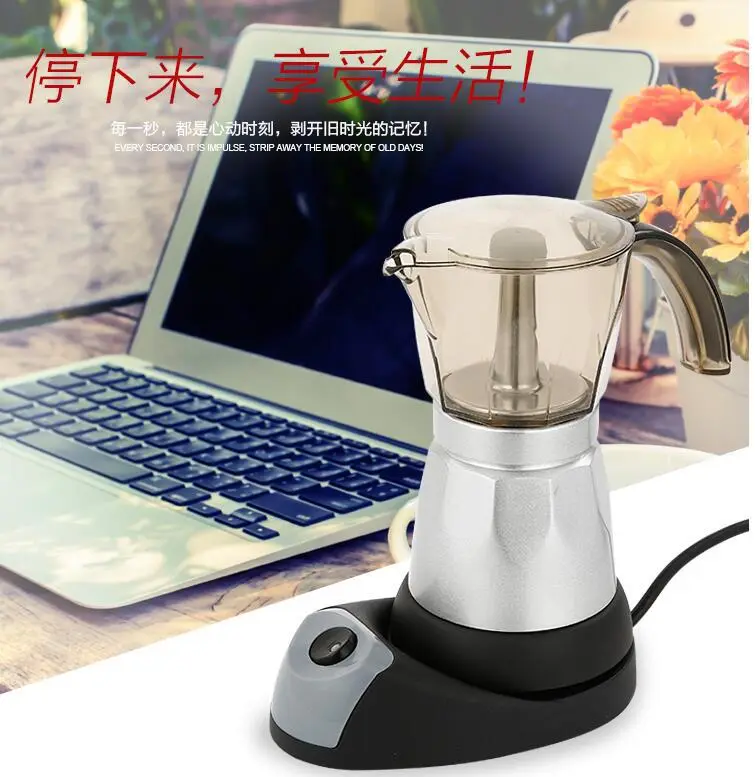 220V 480W 3-Cups Electric Tea Coffee Maker Pot Cafetera Machine Mocha Removable Coffee Kitchen Tool Home Office — image 4