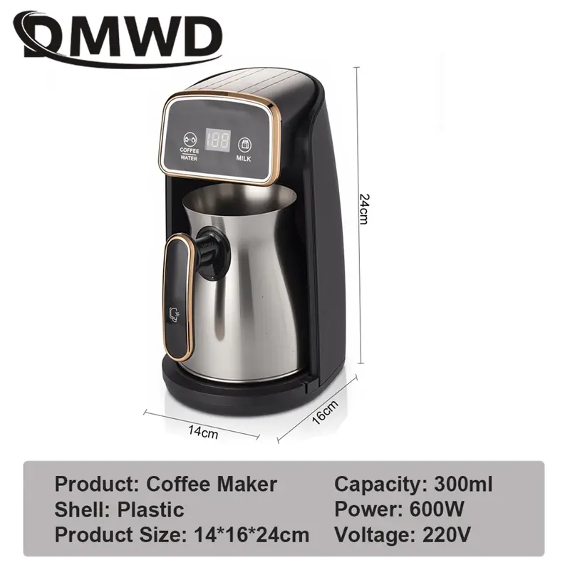 300ML Mini Portable Multifunctional Electric Coffee Machine Tea Maker Milk Warmer Stainless Steel Kettle Glass Pot UK EU Plug — image 5