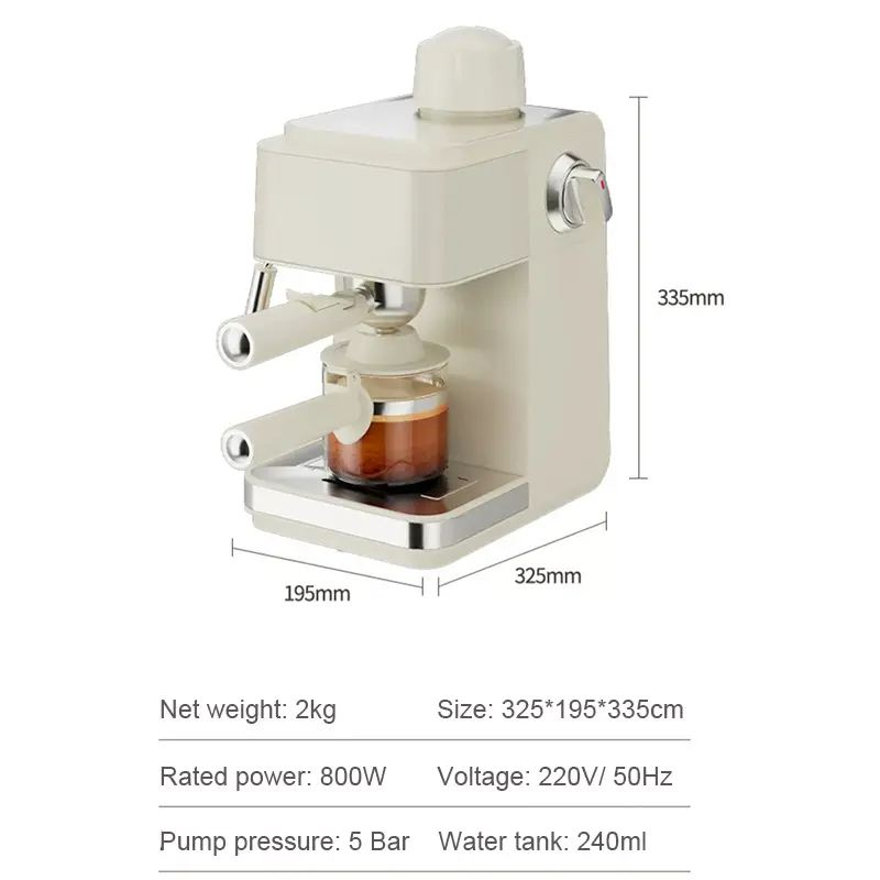 Pump Pressure Italian Automatic Coffee Machine 5Bar American Espresso Cafe Maker Tea Boiler Cappuccino Latte Milk Foam Frother — image 7