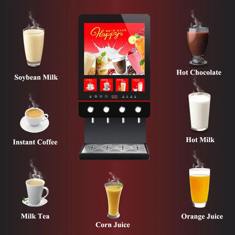 Commercial Milk Tea Vending Machine Four Flavors Instant Coffee Maker Fully Automatic Soy Milk Machine For Coffee Shop — image 5