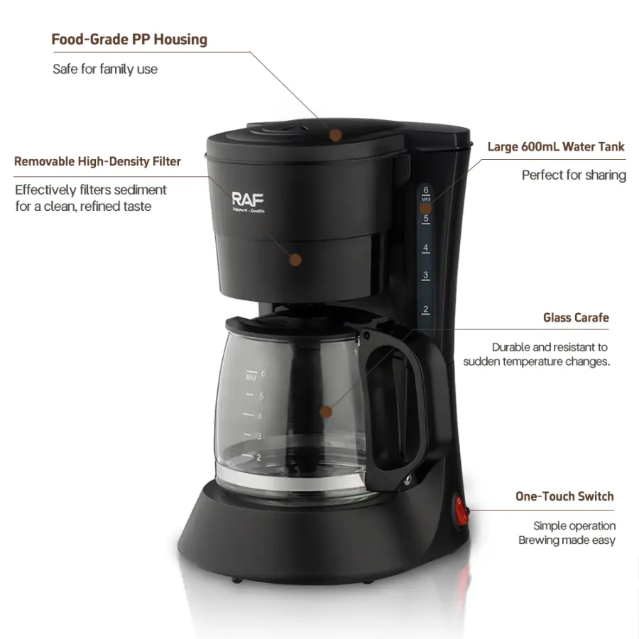 Drip Coffee Maker - Automatic Home Coffee Machine with Keep-Warm Function for American Coffee & Tea Brewing in Office — image 4