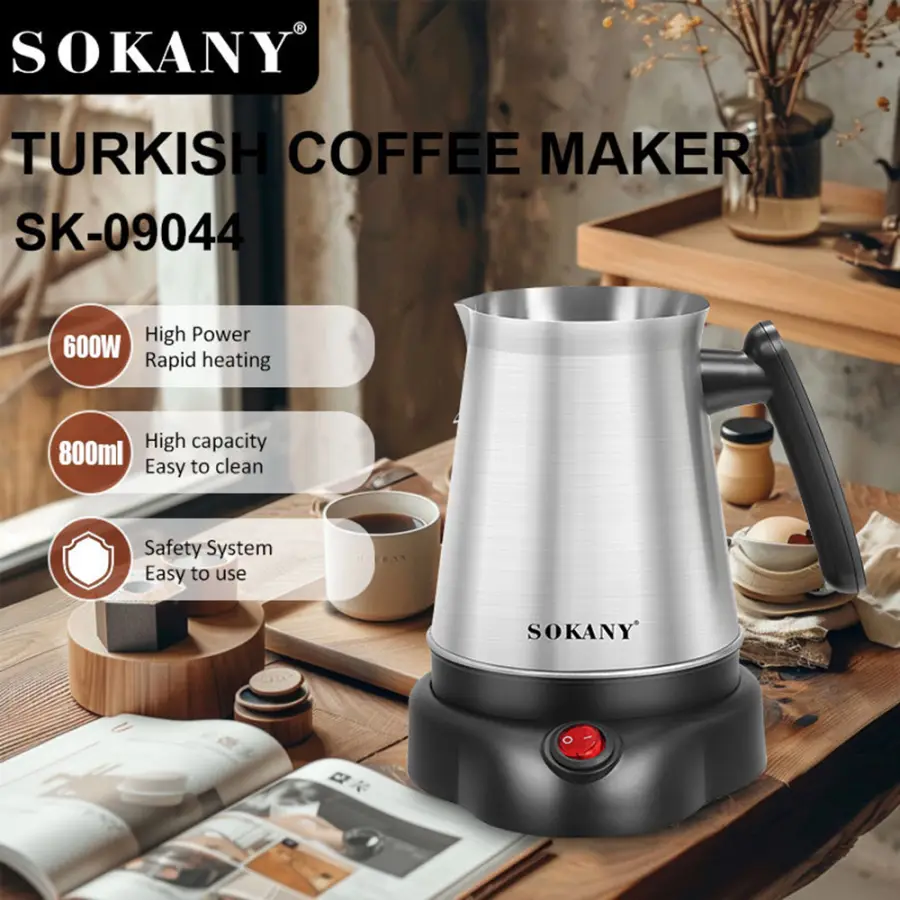 800ML Electric Kettle Turkish Greek Coffee Moka Tea Pot Maker Machine Stainless Steel Portable 6 Cups Boiling Water 220V 전기포트 — image 3